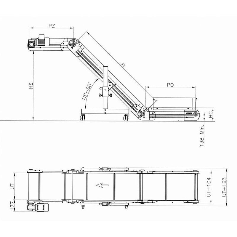 Inclined/Horizontal/Top Conveyor with PU/PVC Belt - Plastics Solutions USA